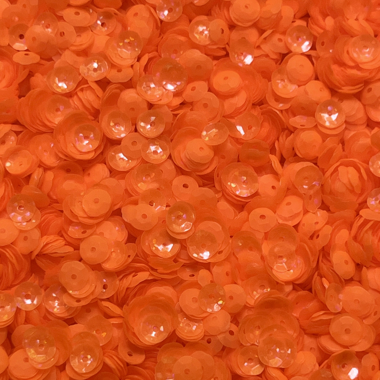 6mm Cup Sequins Orange Tangerine Fluorescent Transparent Hologram Made in USA