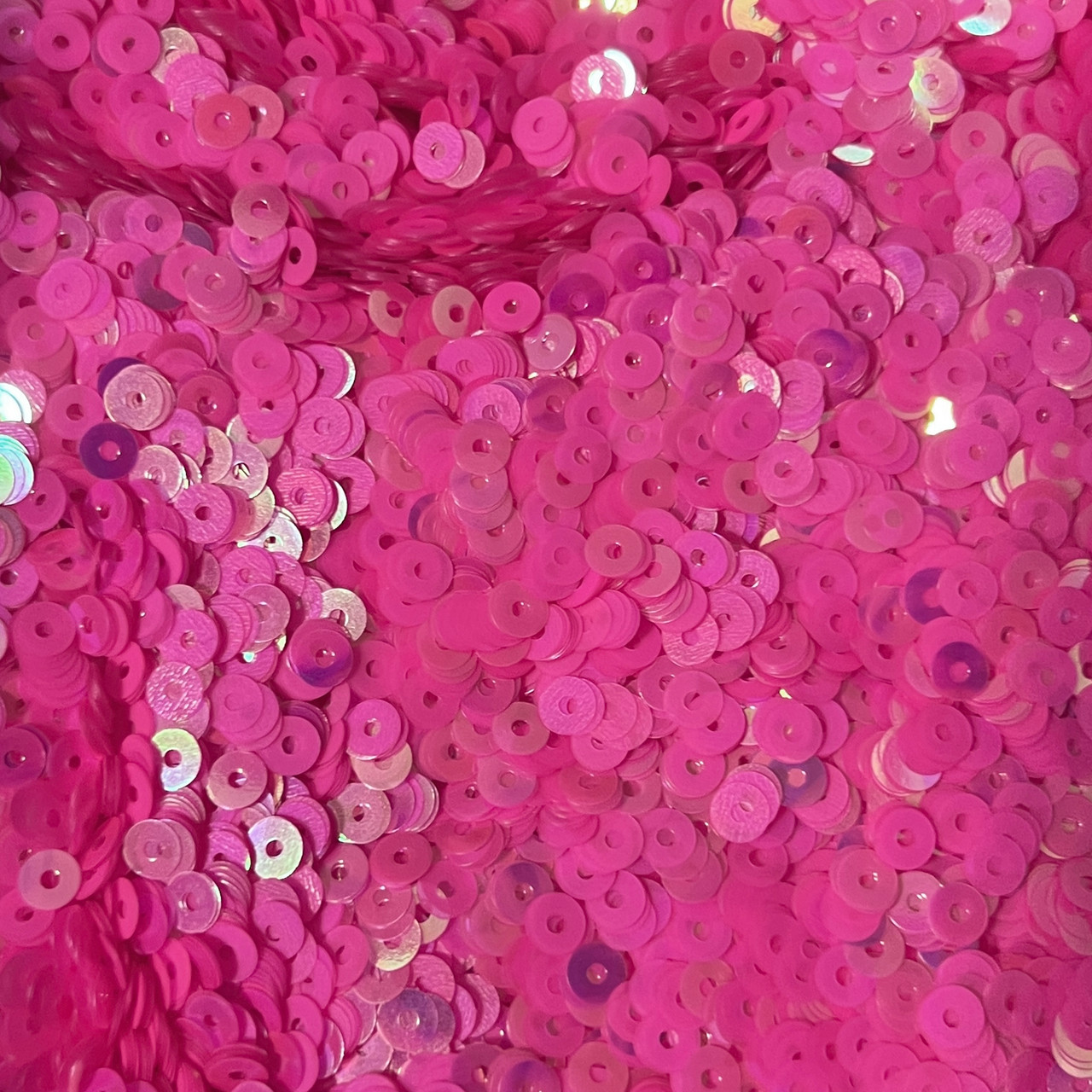 4mm Sequins Hot Pink Fluorescent Rainbow Iris Matte Duo Made in USA