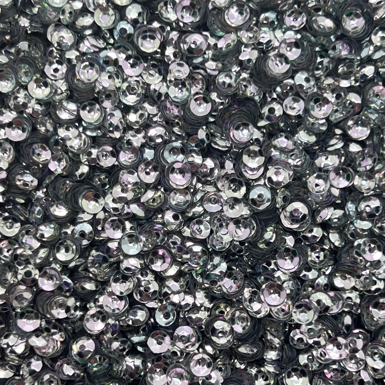 4mm Cup Sequins Silver Metallic Rainbow Iris Shiny