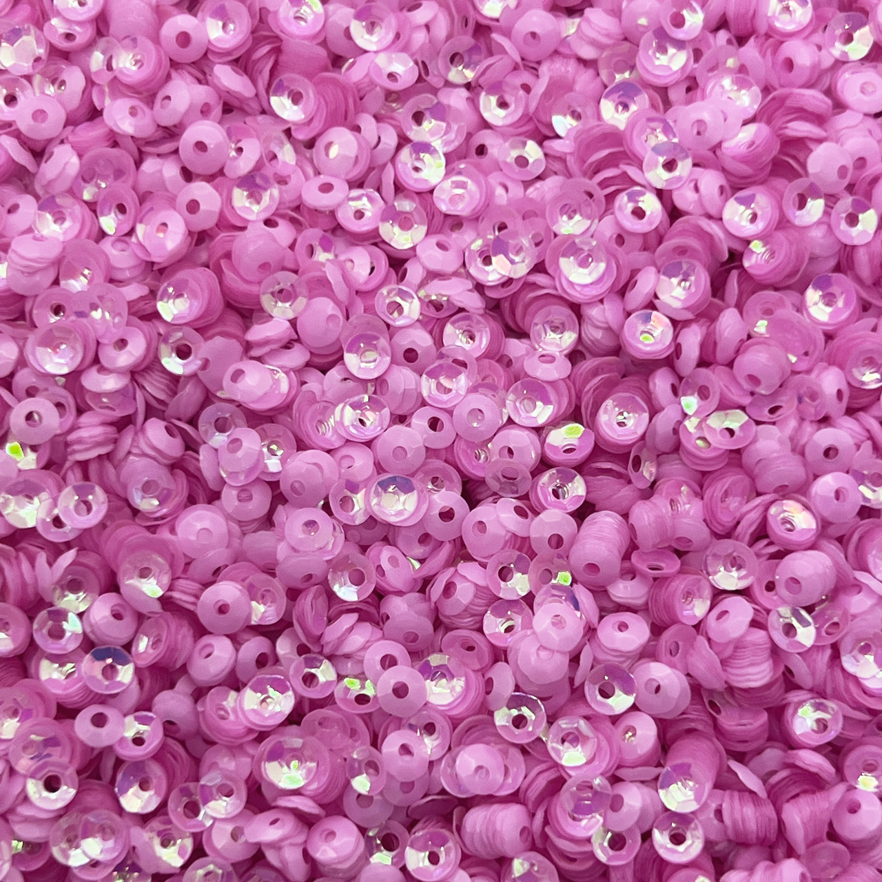 4mm Cup Sequins Light Pink Rainbow Iris Matte Duo