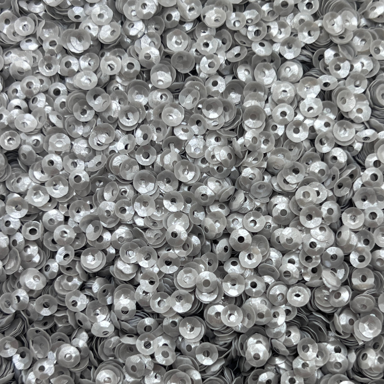 4mm Cup Sequins Silver Gray Pearl Translucent