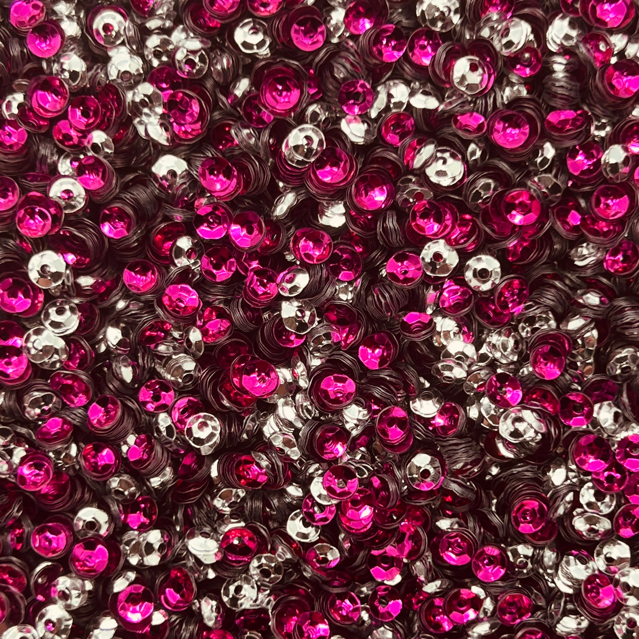 4mm Cup Sequins Fuschia Silver Shiny Metallic Duo Reversible