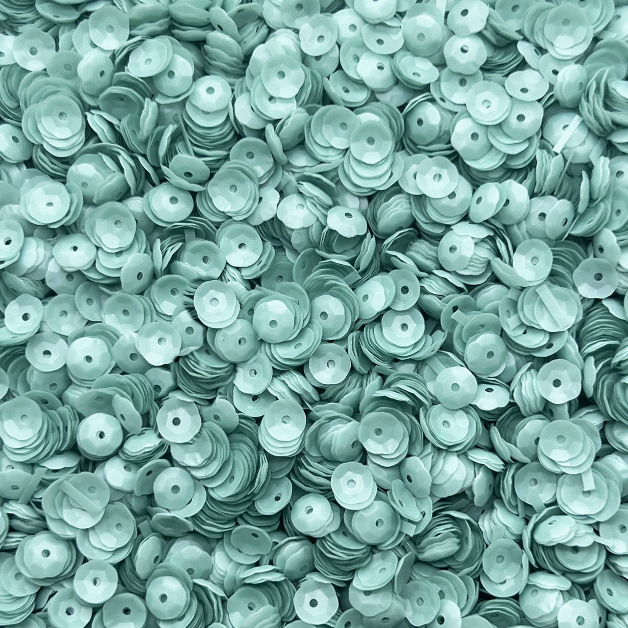 6mm Cup Sequins Seafoam Blue Green Transparent Matte Satin