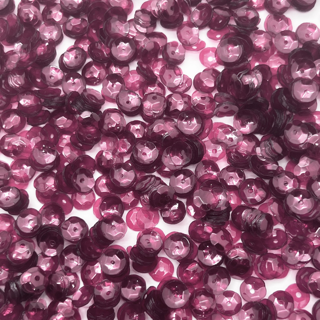 6mm Cup Sequins Rose Pink Transparent Glossy See-Thru