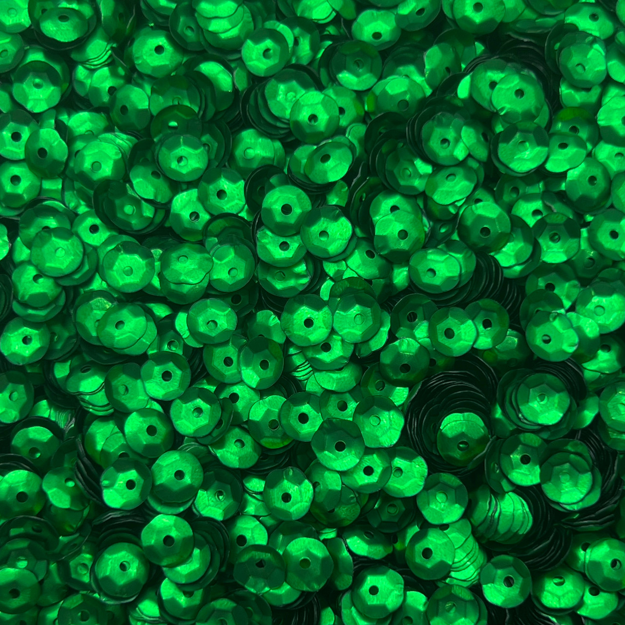 6mm Cup Sequins Green Matte Satin Shimmer