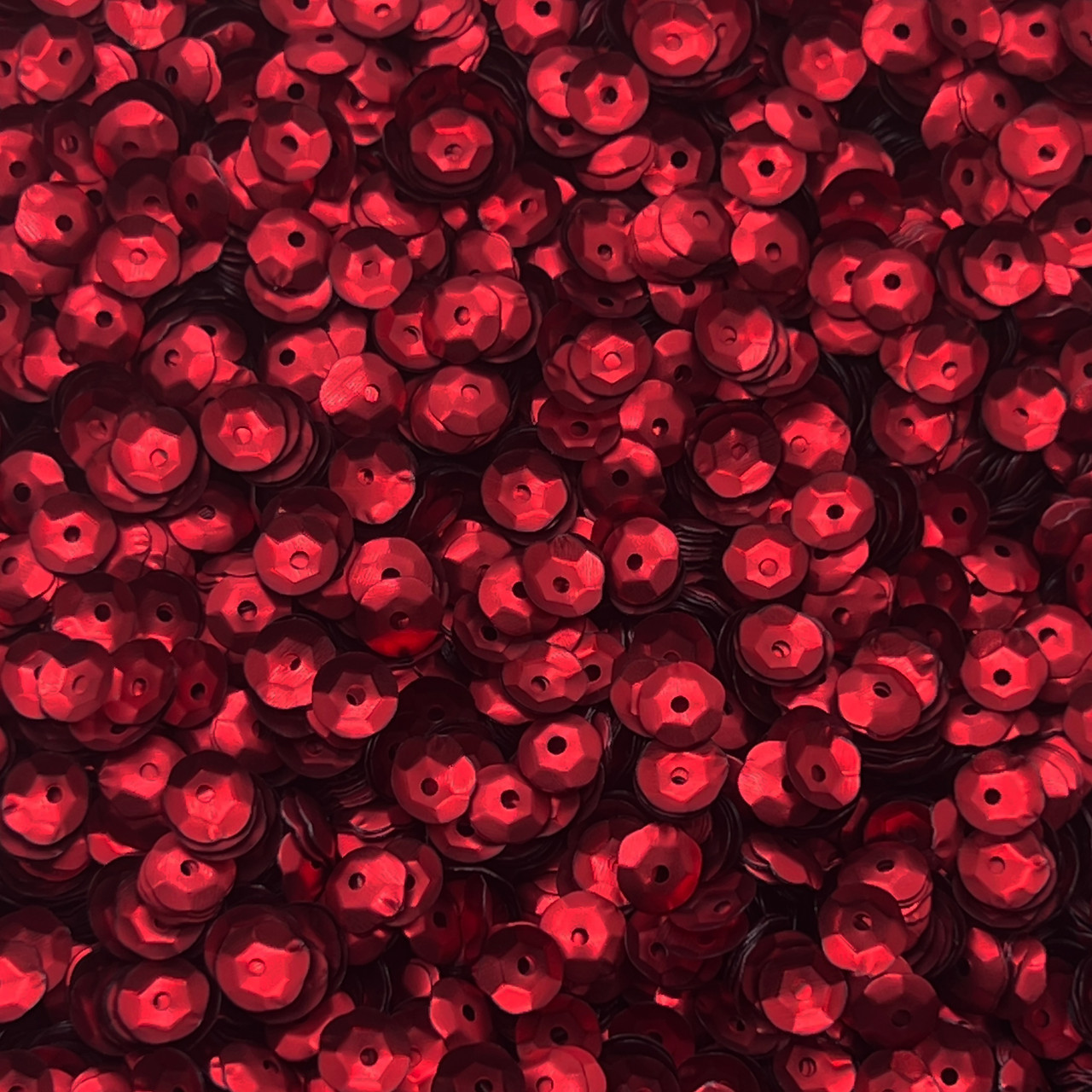 6mm Cup Sequins Red Matte Satin Shimmer