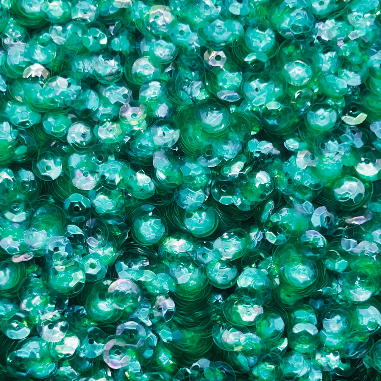 6mm Cup Sequins Emerald Green Crystal Rainbow Iris