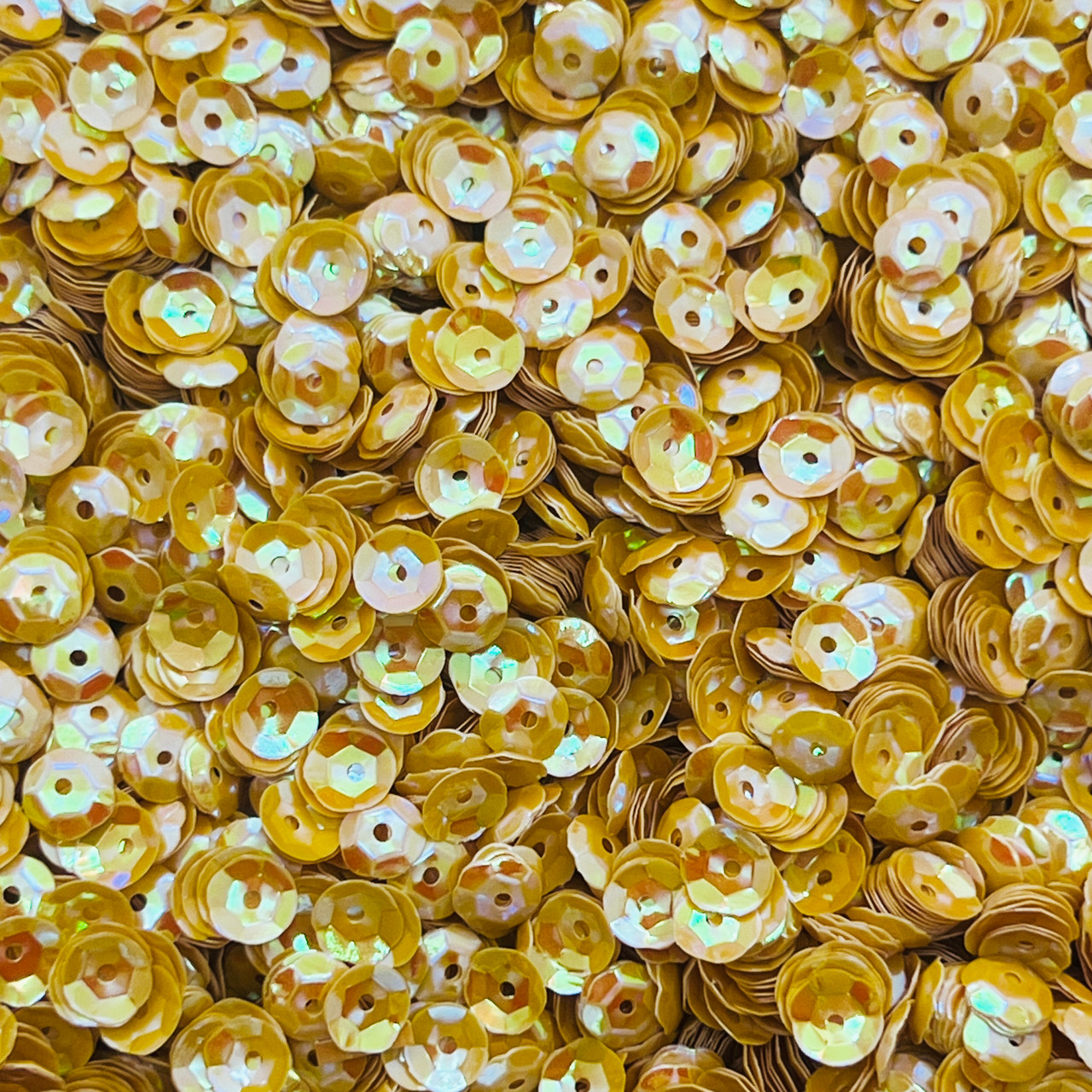 6mm Cup Sequins Golden Yellow Rainbow Iris Duo