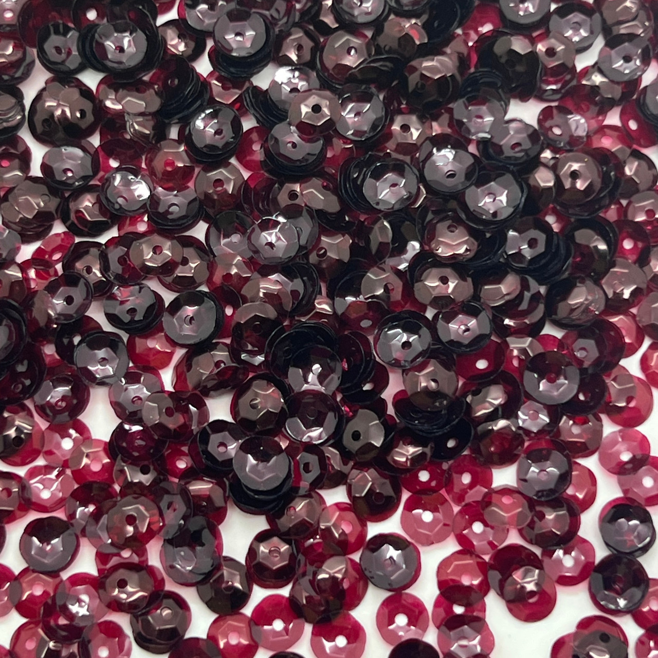 6mm Cup Sequins Wine Berry Transparent see-through.