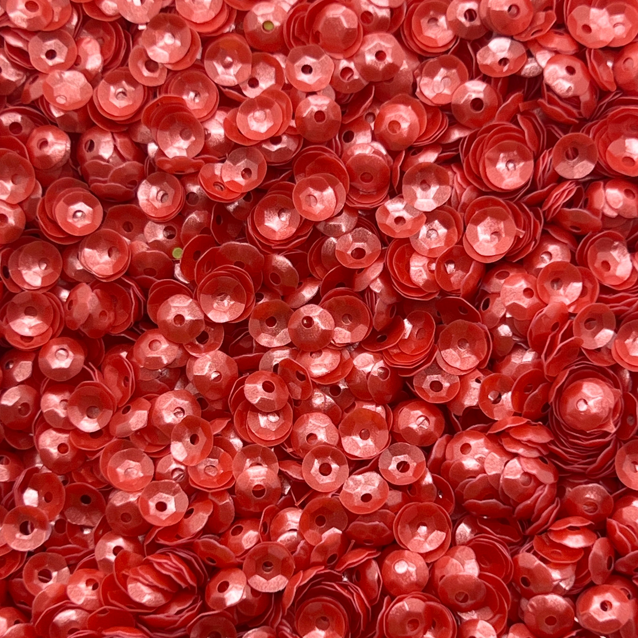5mm Cup Sequins Deep Red Coral Pearl Translucent