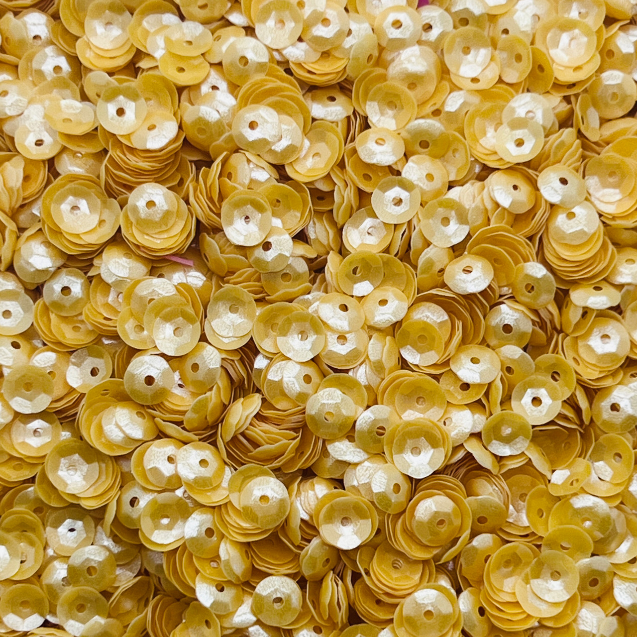 6mm Cup Sequins Golden Yellow Pearl Translucent