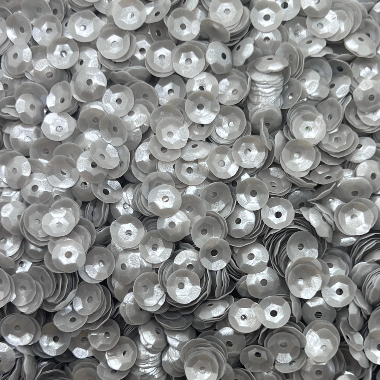 6mm Cup Sequins Silver Gray Pearl Translucent