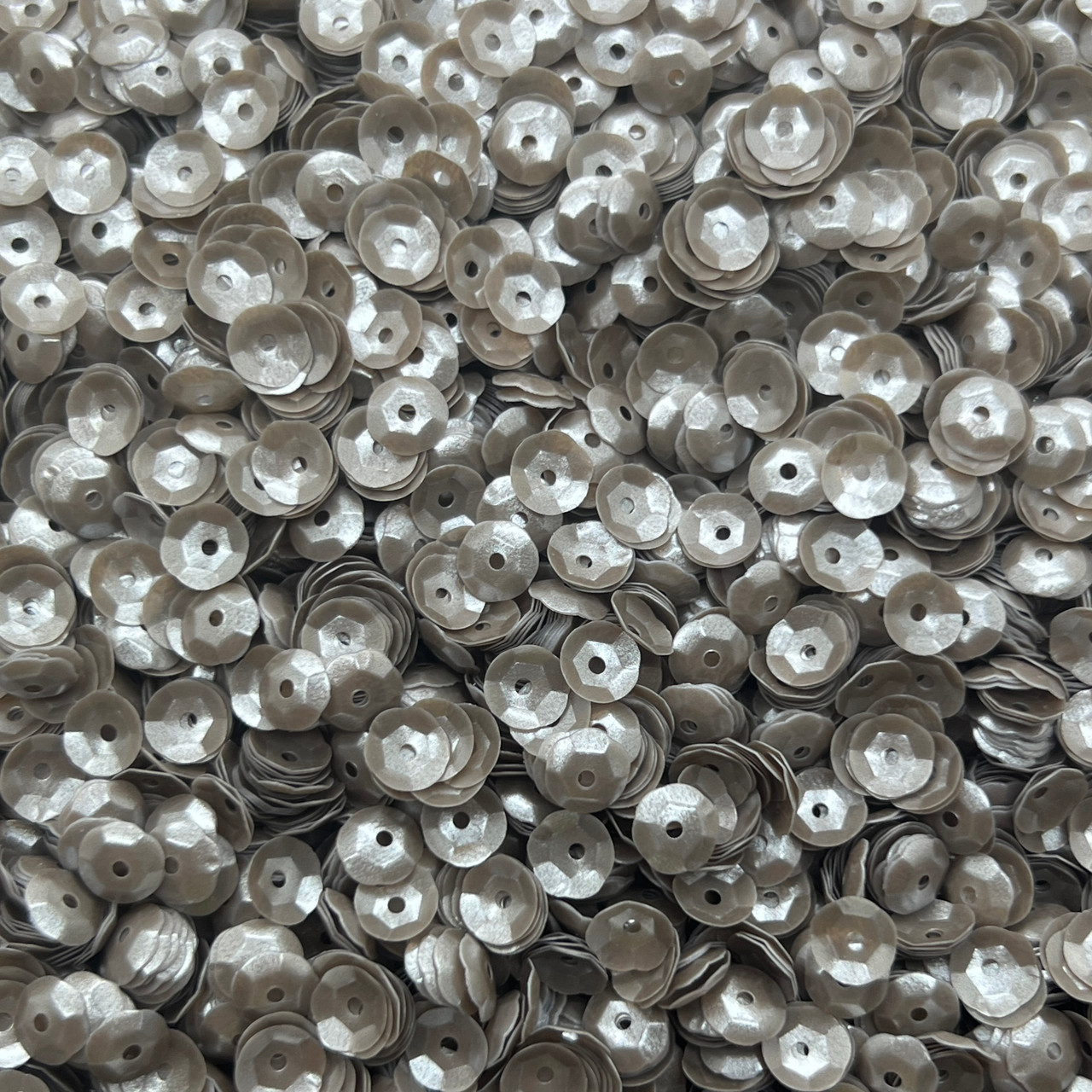 6mm Cup Sequins Taupe Brown Pearl Translucent