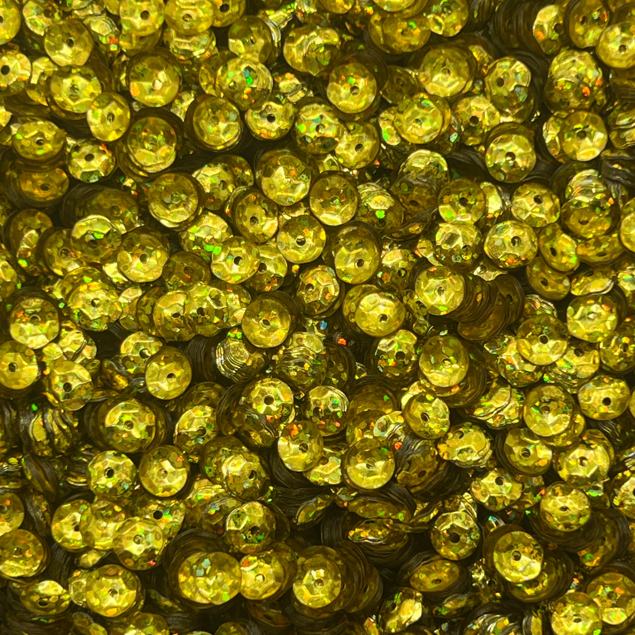 6mm Cup Sequins Rich Yellow Hologram Glitter Sparkle