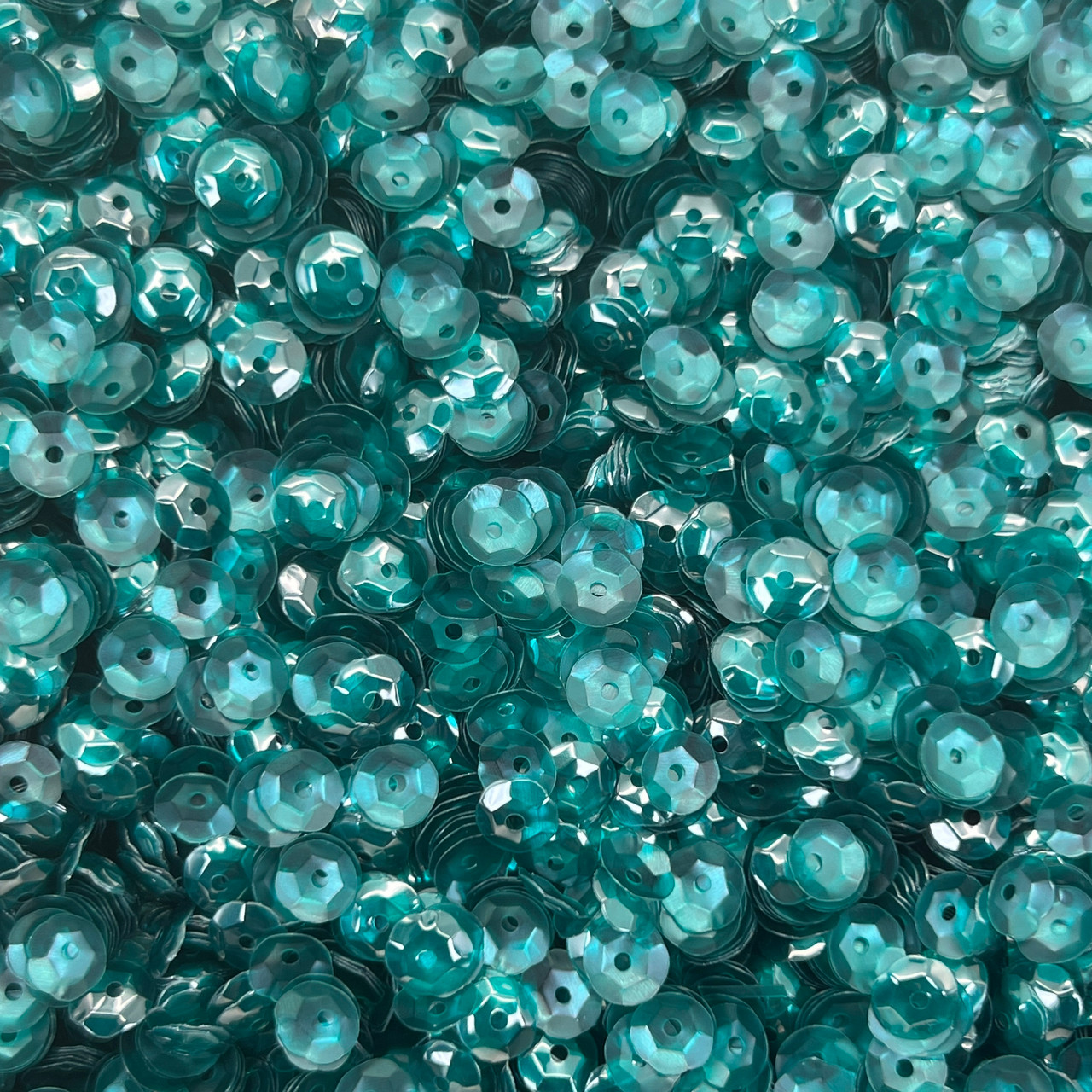6mm Cup Sequins Teal Transparent Glossy Matte Made in USA