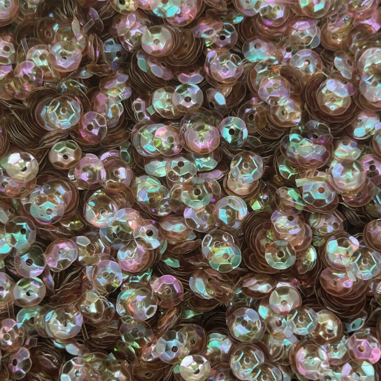 6mm Cup Sequins Topaz Brown Crystal Rainbow Iris Made in USA