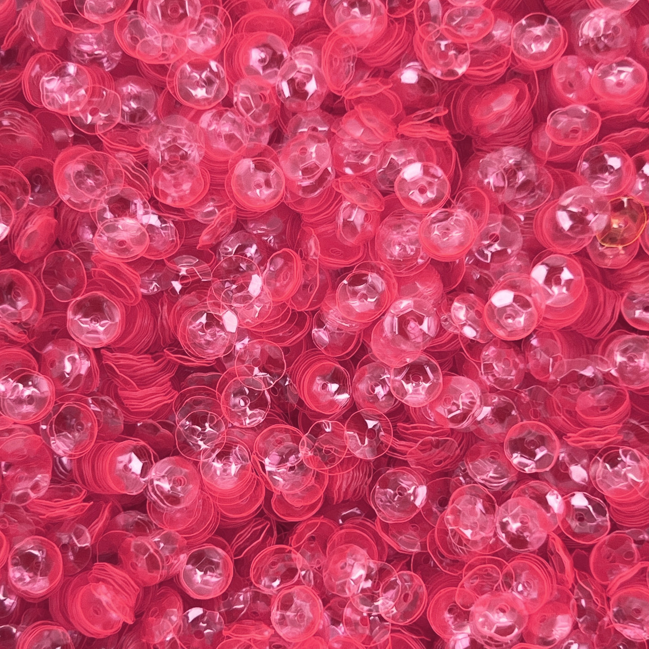 6mm Cup Sequins Dolly Pink Transparent Fluorescent Made in USA
