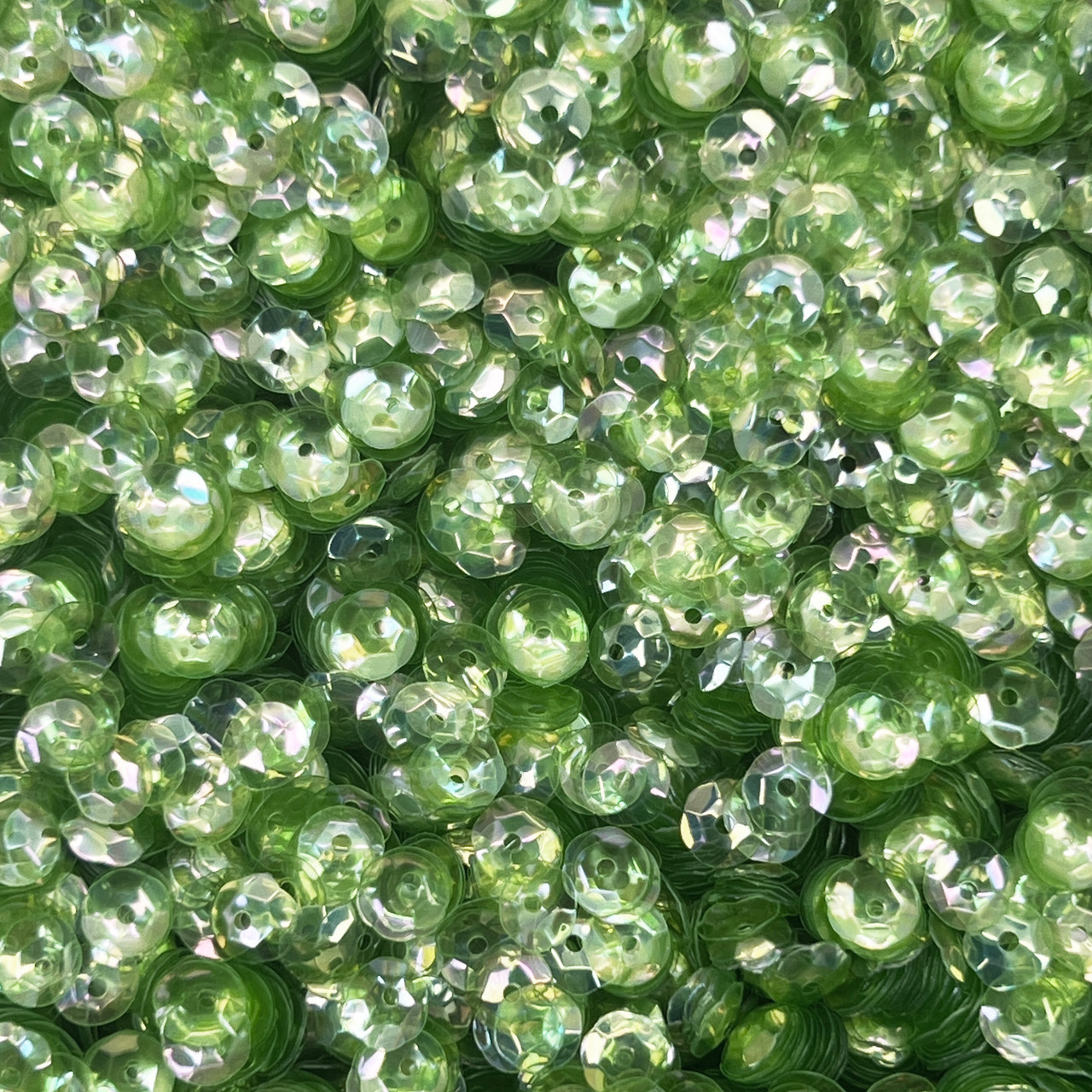 6mm Cup Sequins Light Green Crystal Rainbow Iris Made in USA