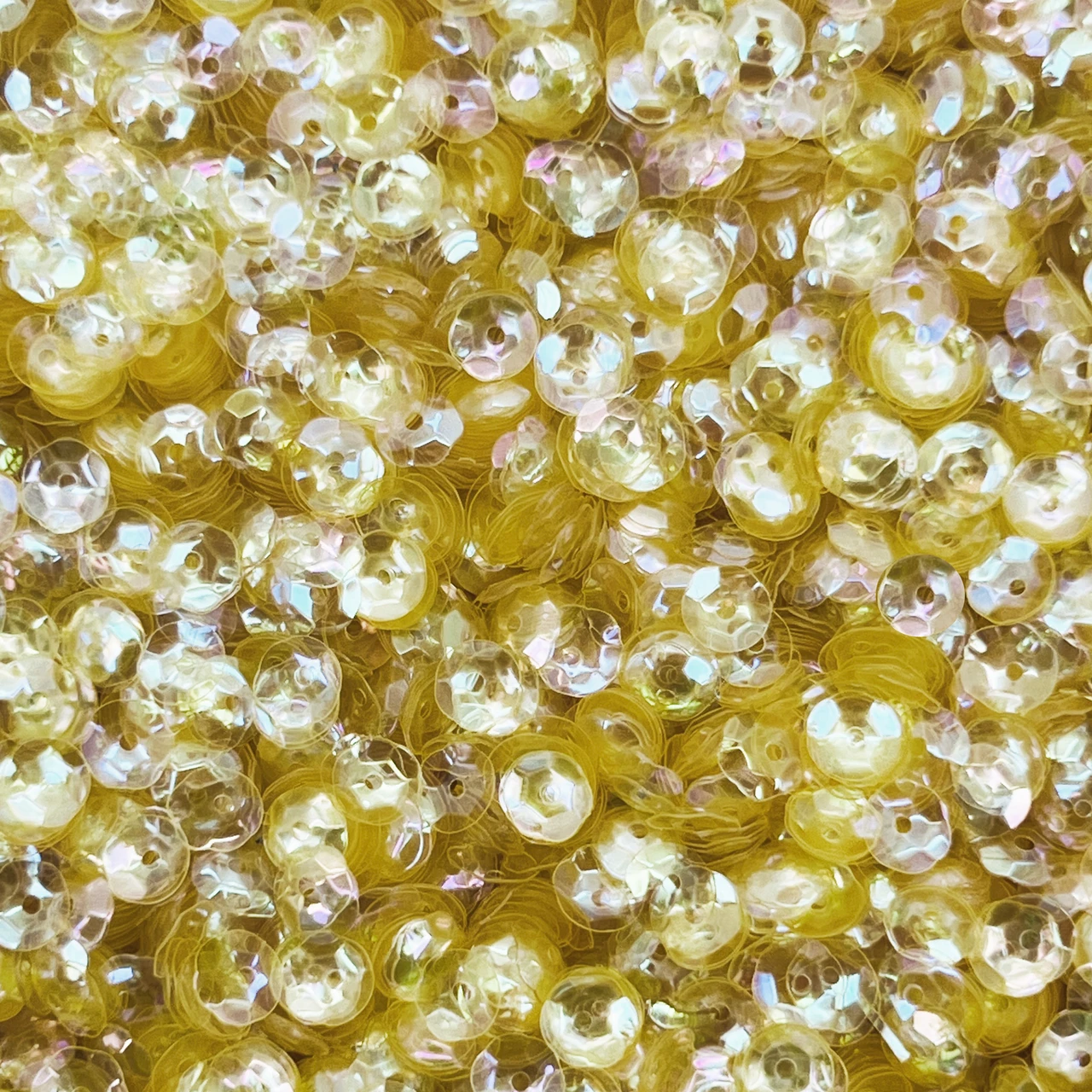 6mm Cup Sequins Yellow Crystal Rainbow Iris Made in USA