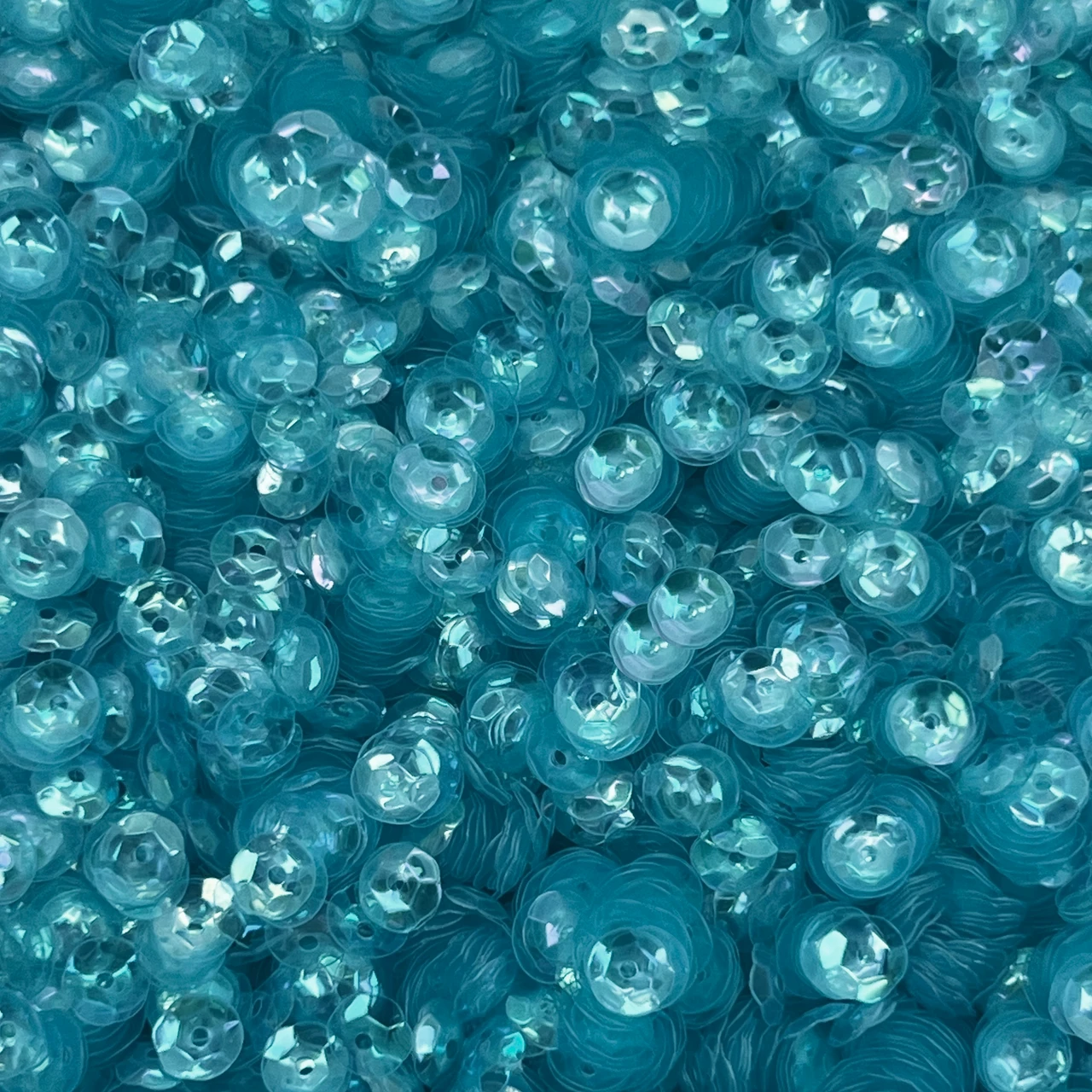 6mm Cup Sequins Light Aqua Blue Crystal Rainbow Iris Made in USA