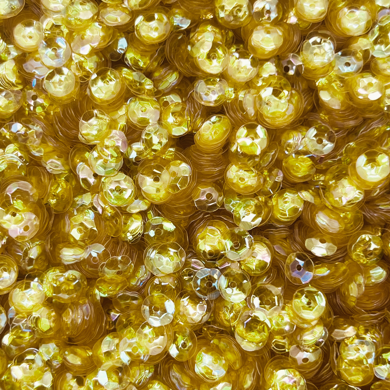 6mm Cup Sequins Golden Yellow Crystal Rainbow Iris Made in USA