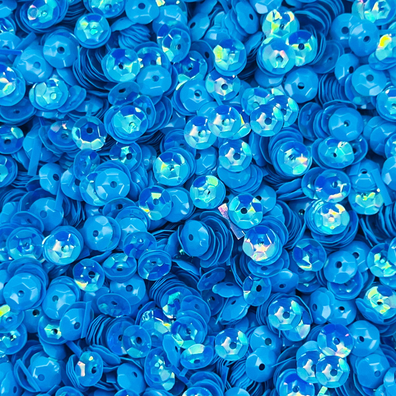 6mm Cup Sequins Sky Blue Rainbow Iris Matte Duo Made in USA