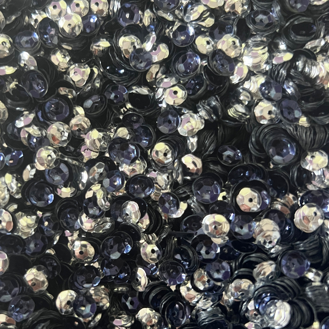 6mm Cup Sequins Navy Blue Silver Metallic Reversible Made in USA