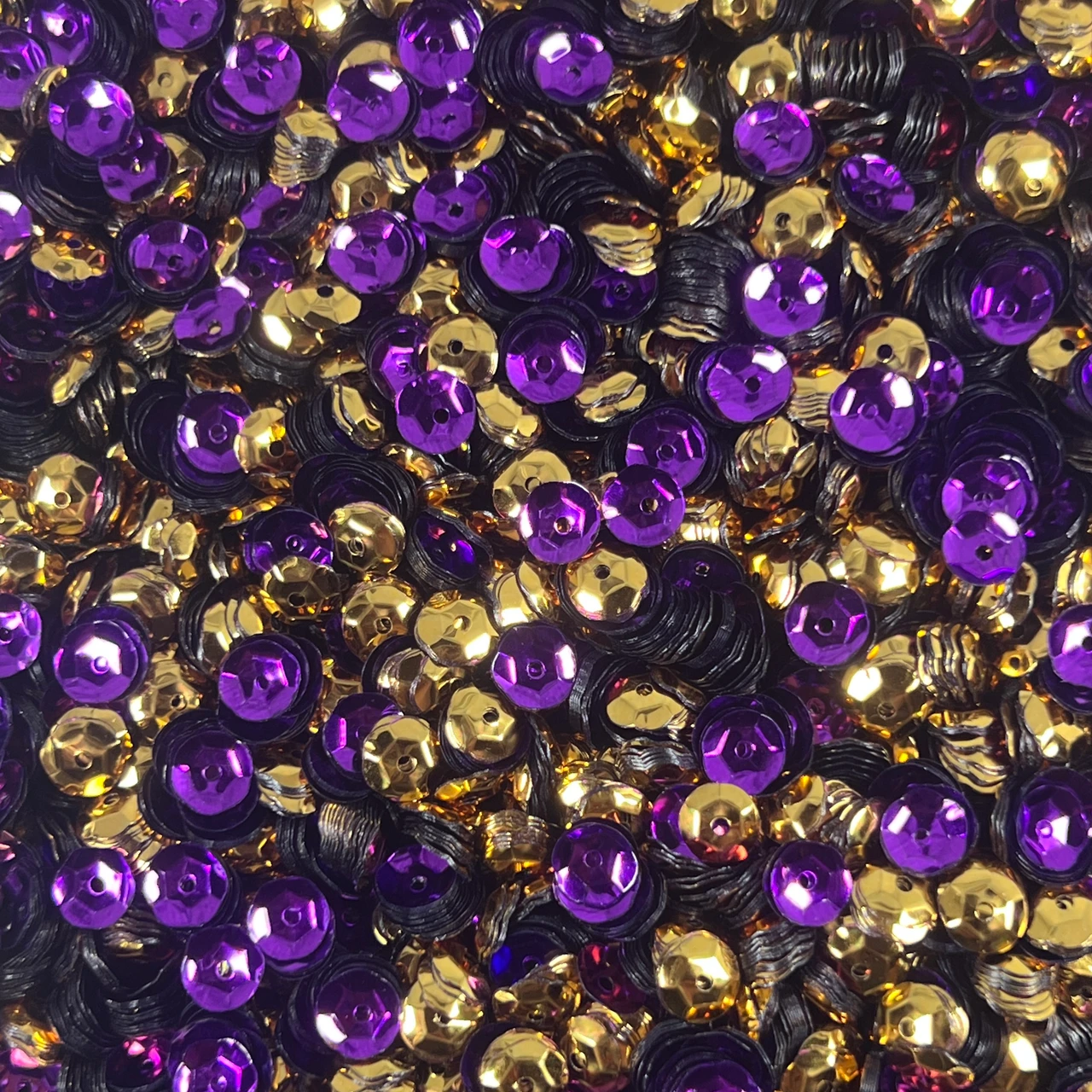 6mm Cup Sequins Purple Gold Metallic Reversible Made in USA