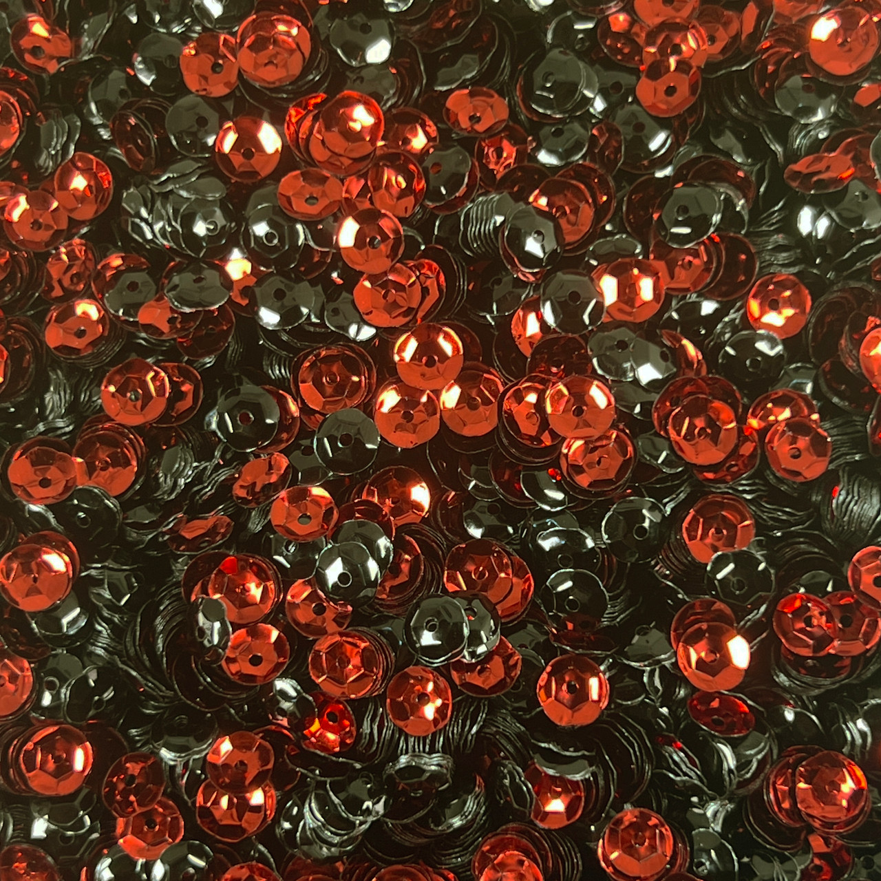6mm Cup Sequins Burnt Orange Black Metallic Reversible Made in USA