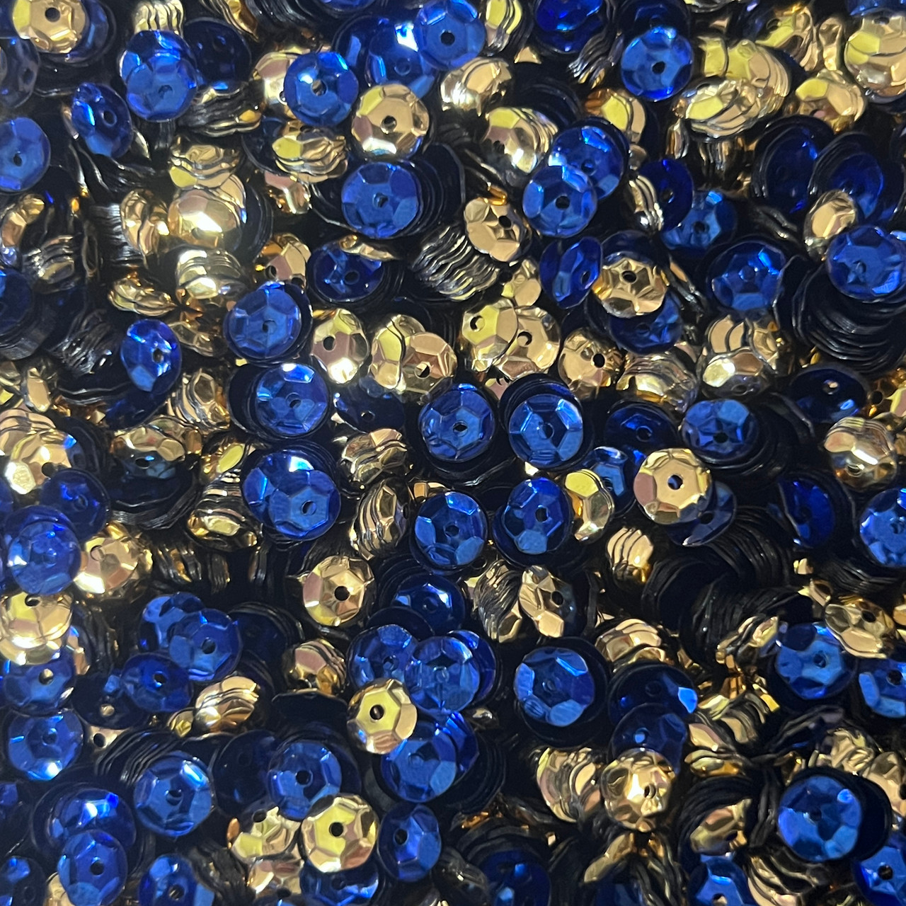 6mm Cup Sequins Royal Blue Gold Metallic Reversible Made in USA