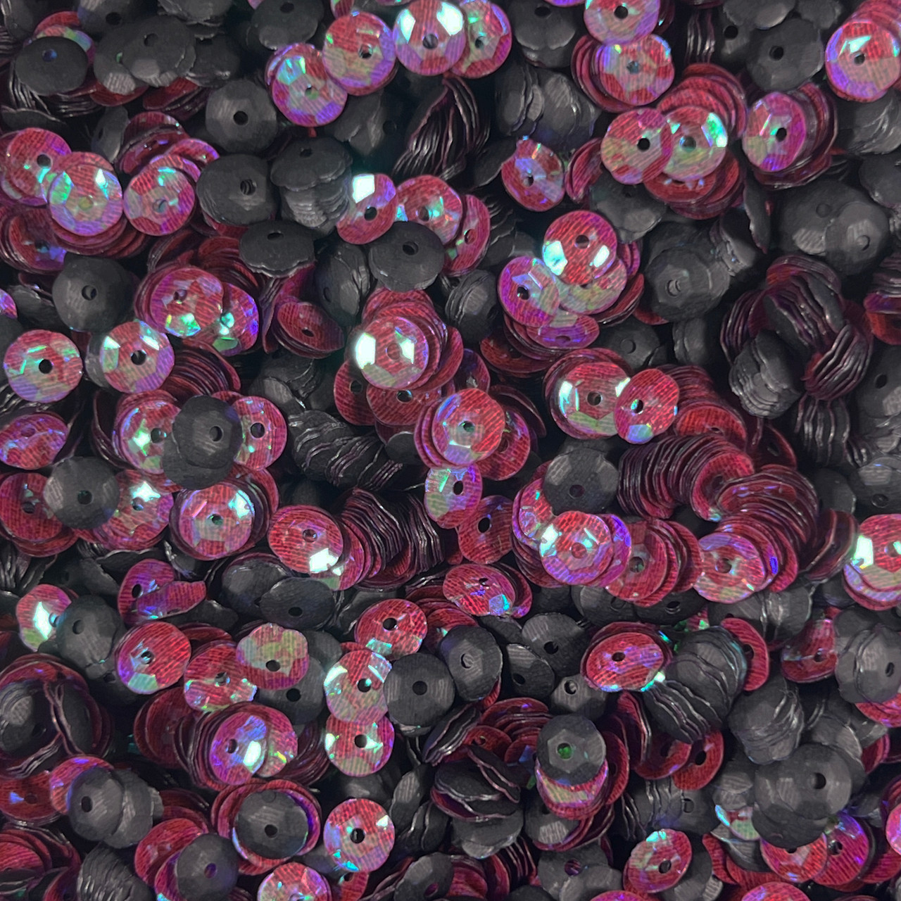 6mm Cup Sequins Berry Pink Luster Mattte Black Rainbow Iris / Matte Duo Two Sided Made in USA