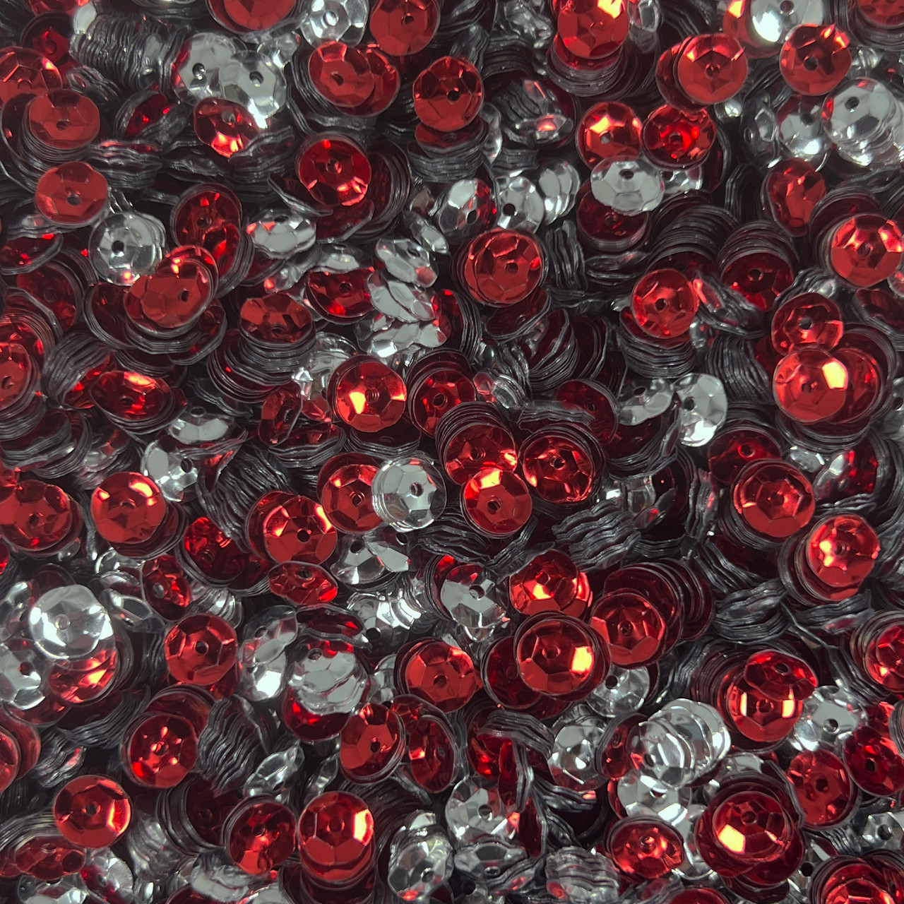 6mm Cup Sequins Red Silver Metallic Reversible Made in USA