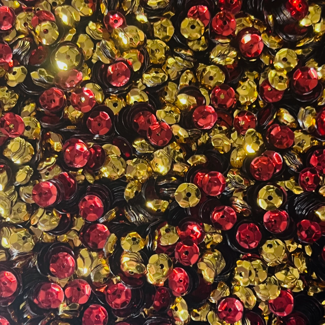 6mm Cup Sequins Red Gold Metallic Reversible Made in USA