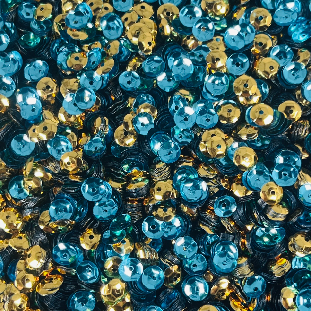 6mm Cup Sequins Aqua Gold Metallic Reversible Made in USA