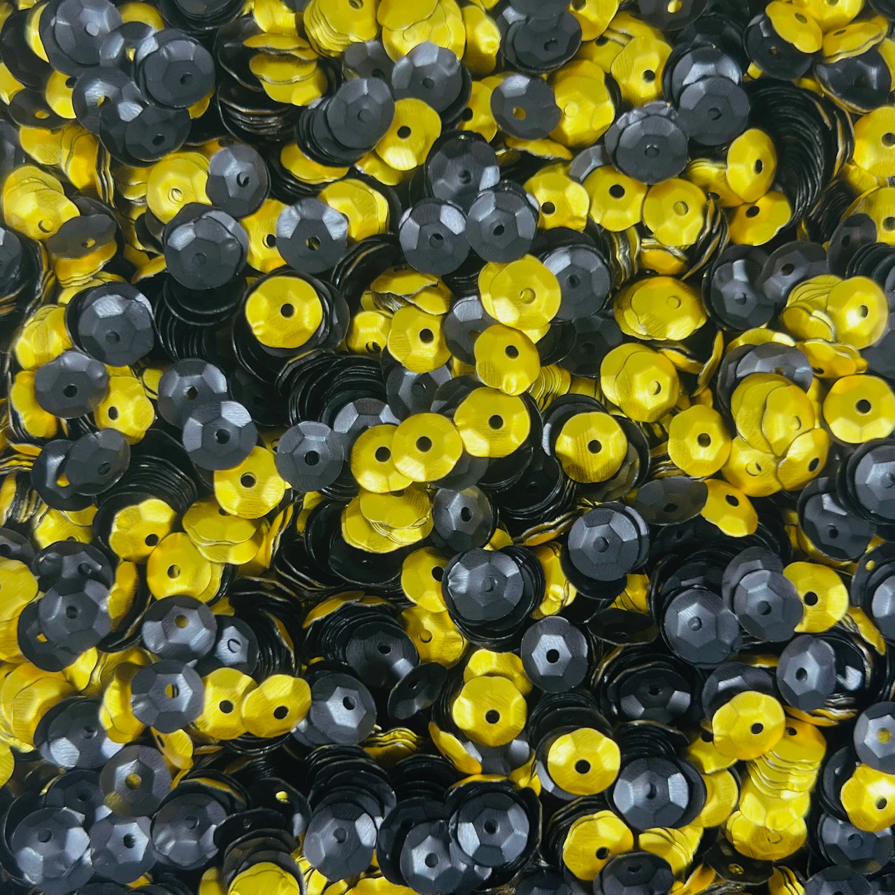 6mm Cup Sequins Black Yellow Matte Metallic Reversible Made in USA