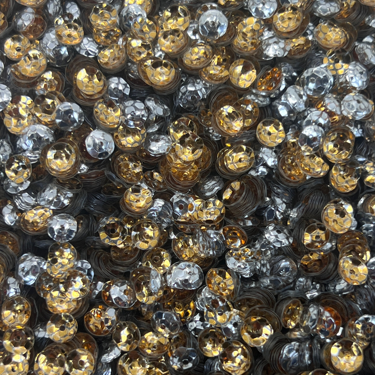 6mm Cup Sequins Gold Animal Spots Crystal Transparent