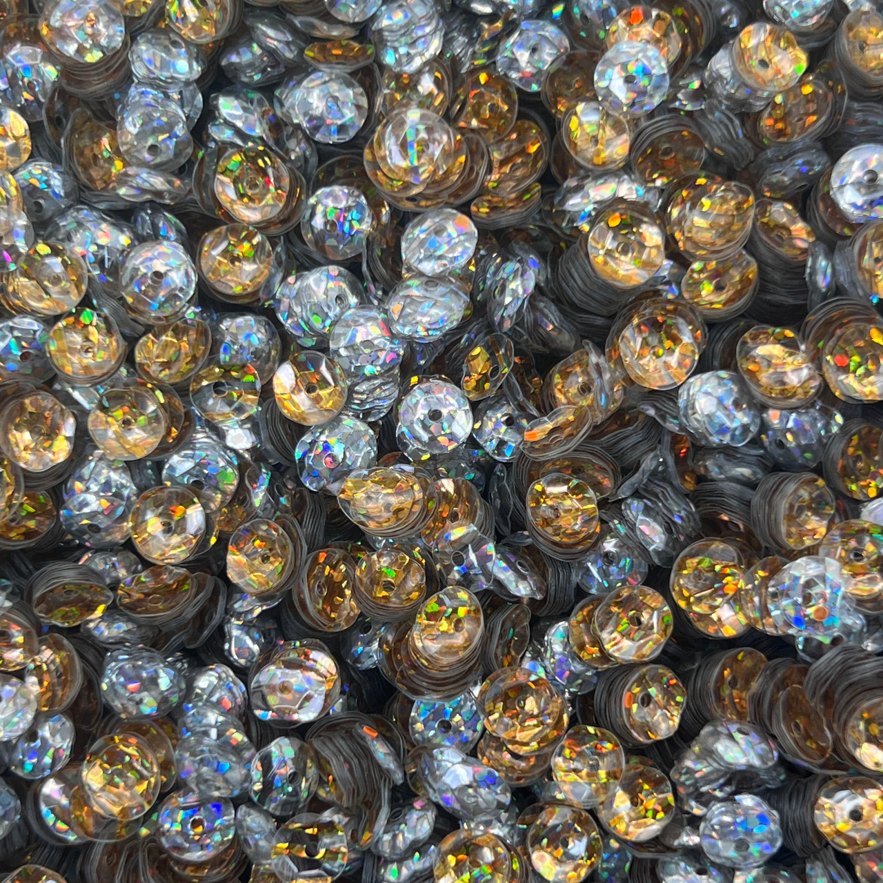6mm Cup Sequins Gold Hologram Tiger Stripes Crystal Transparent