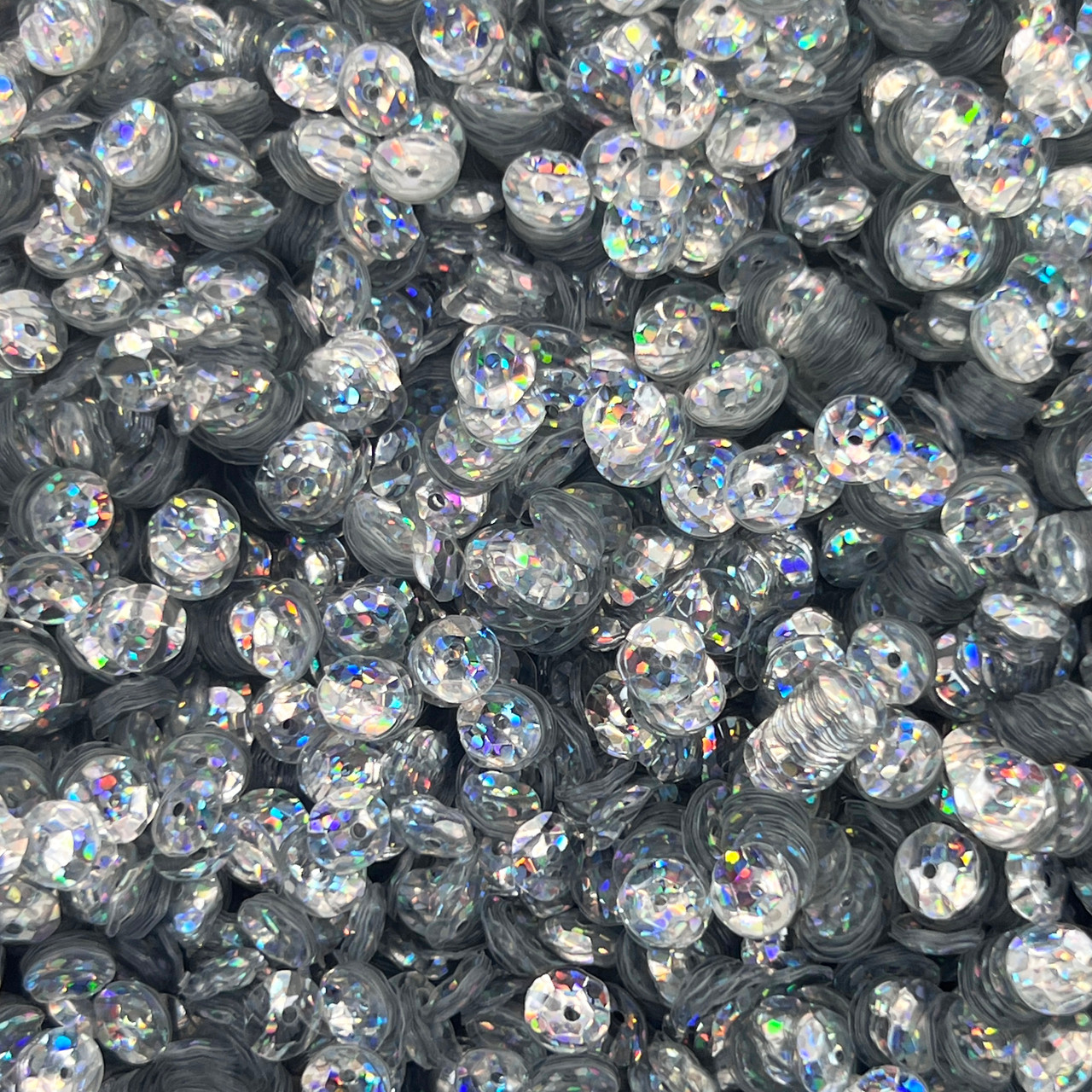 6mm Cup Sequins Silver Hologram Tiger Stripes Crystal Transparent