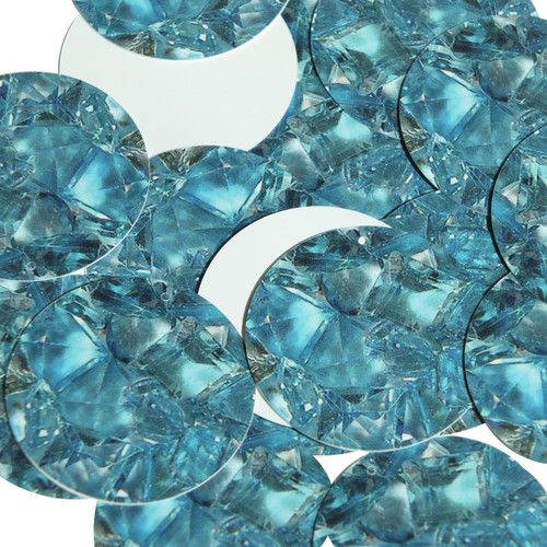 1.5" Sequins Topaz Blue Gem Facetted Sparkle Opaque