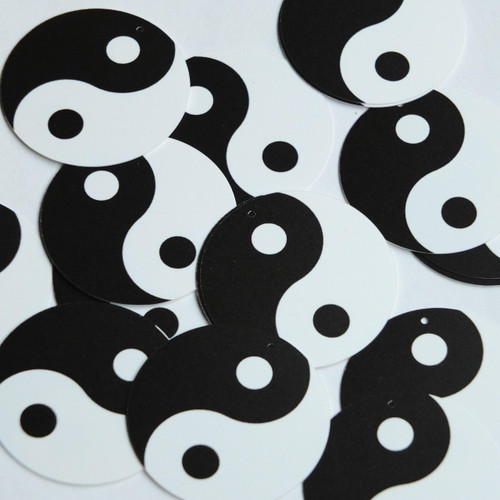 1.5" Sequins Yin Yang Black and White Opaque