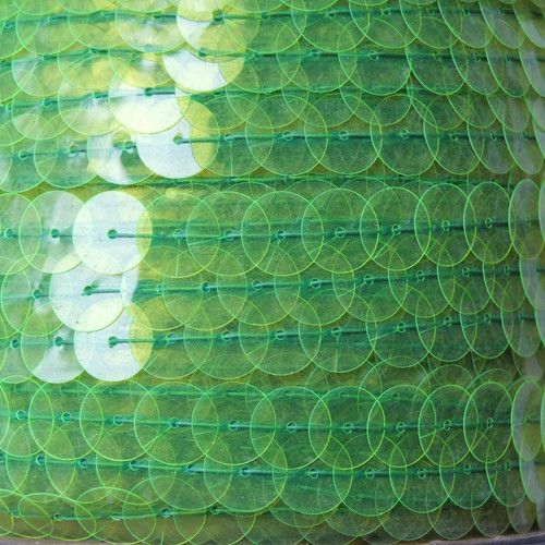 Sequin Trim 10mm Lime Green Fluorescent Transparent See-Thru