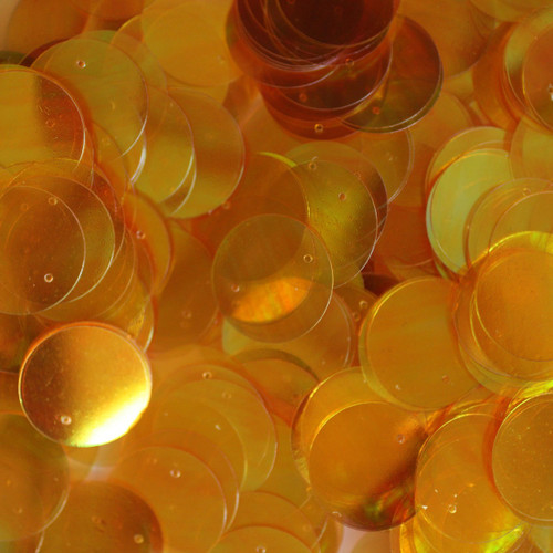 20mm Sequins Top Hole Amber Golden Crystal Rainbow Iris Iridescent