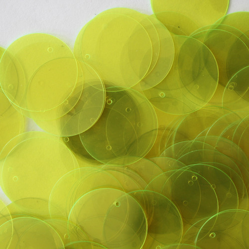 20mm Sequins Yellow Neon Fluorescent Transparent See-Thru