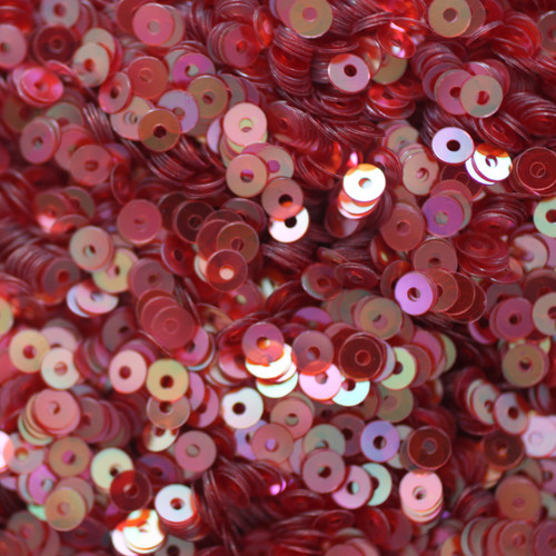 3mm Sequins Ruby Red Crystal Rainbow Iris Iridescent