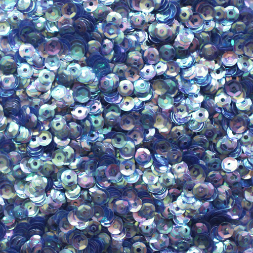 4mm Cup Sequins Soft Sapphire Blue Crystal Rainbow Iris Iridescent