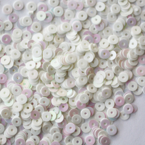 4mm Sequins White Pearl Rainbow Iris Opaque