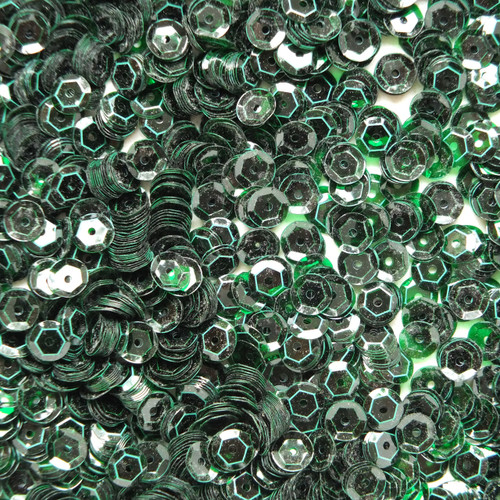 6mm Cup Sequins Deep Green Transparent See-Thru