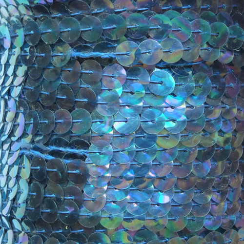 Sequin Trim 6mm Aqua Blue Crystal Rainbow Iris Iridescent