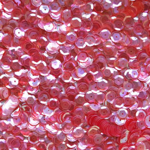 8mm Cup Sequins Coral Rose Crystal Rainbow Iris Iridescent