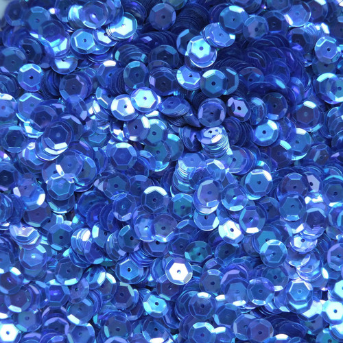 8mm Cup Sequins Sapphire Blue Crystal Rainbow Iris Iridescent